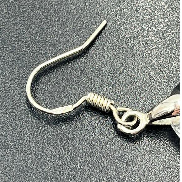 Sterling Silver 925 Clear Crystal Dangle Drop Earrings - Picture 3 of 9